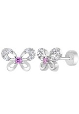 little extraordinary cubic zirconia butterfly silver baby earrings